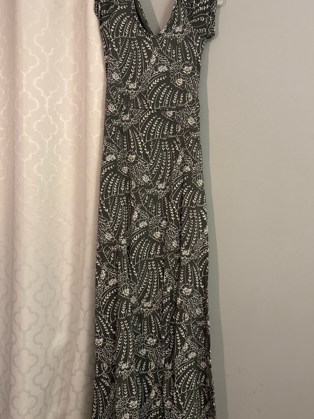 Pact Olive Green and White Floral Button-Down Shirt
